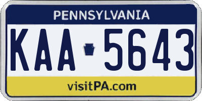 PA license plate KAA5643
