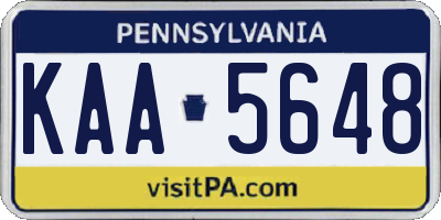 PA license plate KAA5648