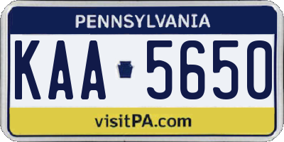 PA license plate KAA5650