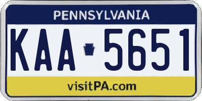 PA license plate KAA5651