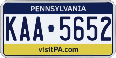 PA license plate KAA5652