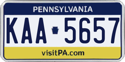 PA license plate KAA5657