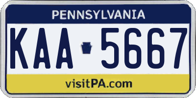 PA license plate KAA5667