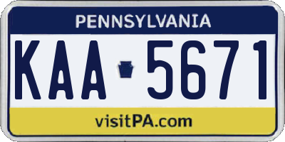 PA license plate KAA5671