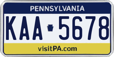 PA license plate KAA5678