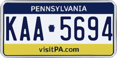 PA license plate KAA5694