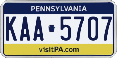 PA license plate KAA5707