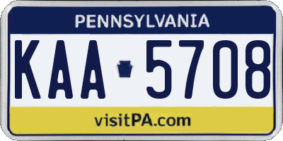 PA license plate KAA5708