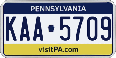 PA license plate KAA5709