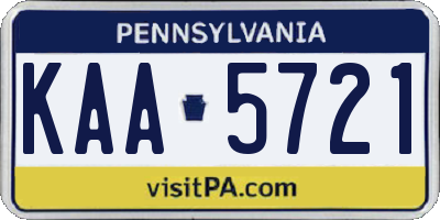 PA license plate KAA5721
