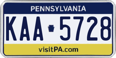 PA license plate KAA5728