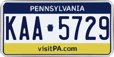 PA license plate KAA5729