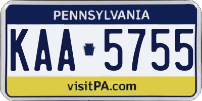 PA license plate KAA5755