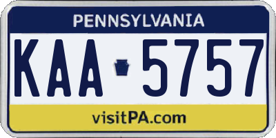 PA license plate KAA5757