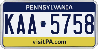 PA license plate KAA5758