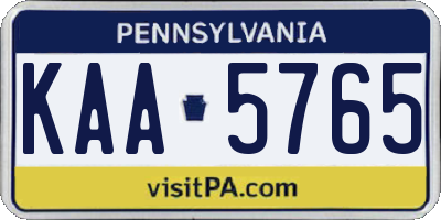 PA license plate KAA5765