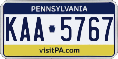 PA license plate KAA5767