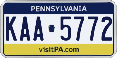 PA license plate KAA5772