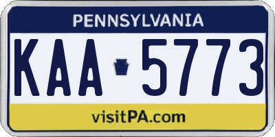 PA license plate KAA5773