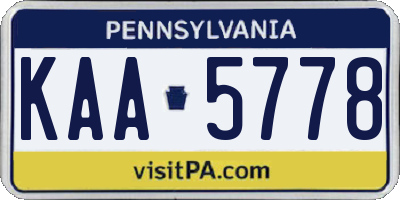 PA license plate KAA5778