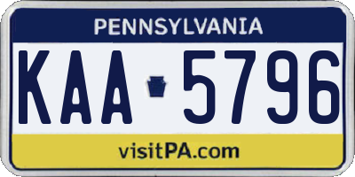 PA license plate KAA5796