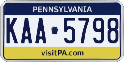 PA license plate KAA5798