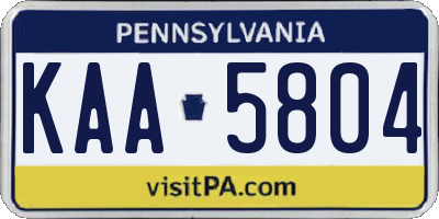 PA license plate KAA5804