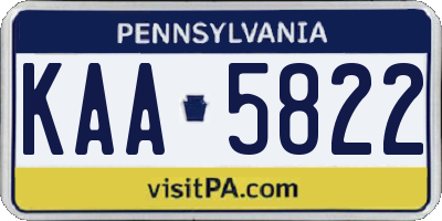 PA license plate KAA5822