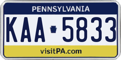PA license plate KAA5833