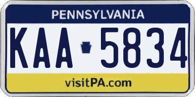 PA license plate KAA5834