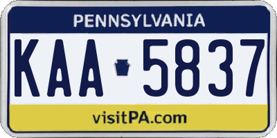 PA license plate KAA5837