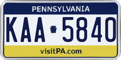 PA license plate KAA5840