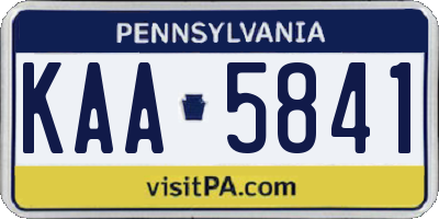 PA license plate KAA5841