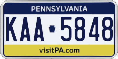 PA license plate KAA5848