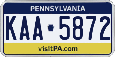 PA license plate KAA5872