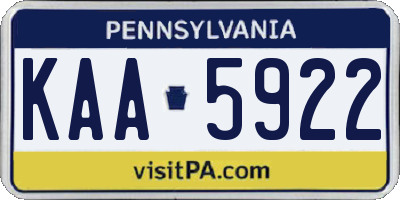 PA license plate KAA5922