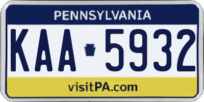 PA license plate KAA5932