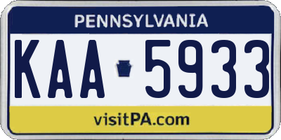 PA license plate KAA5933