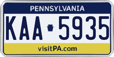 PA license plate KAA5935