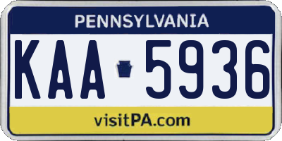 PA license plate KAA5936