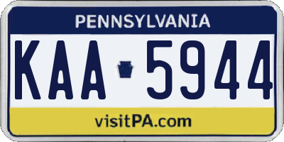 PA license plate KAA5944