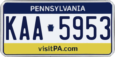 PA license plate KAA5953