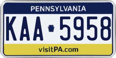 PA license plate KAA5958