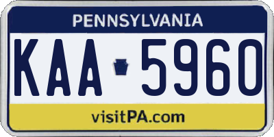 PA license plate KAA5960