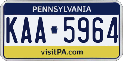 PA license plate KAA5964