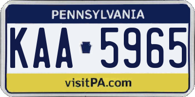 PA license plate KAA5965