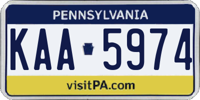 PA license plate KAA5974