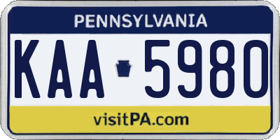PA license plate KAA5980