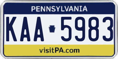 PA license plate KAA5983