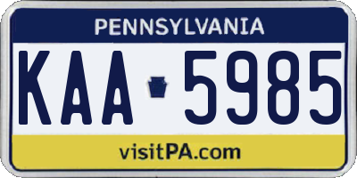 PA license plate KAA5985